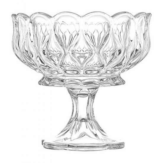 Centro De Mesa 20,5cm Altura Por 21cm Diâmetro Camelia Cristal Ecológico Com Pé